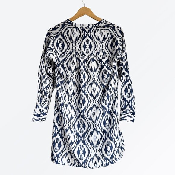 ATHLETA Ikat Print Silk Tunic Swim Cover-Up Long Sleeve Top - XXS - Picture 4 of 11